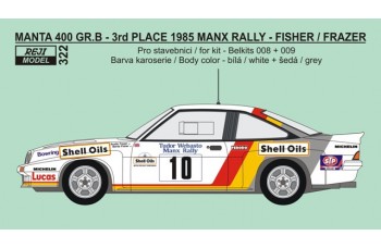 Decal – Opel Manta 400 Gr.B - 1985 Manx Rally 3rd place - Fisher / Frazer